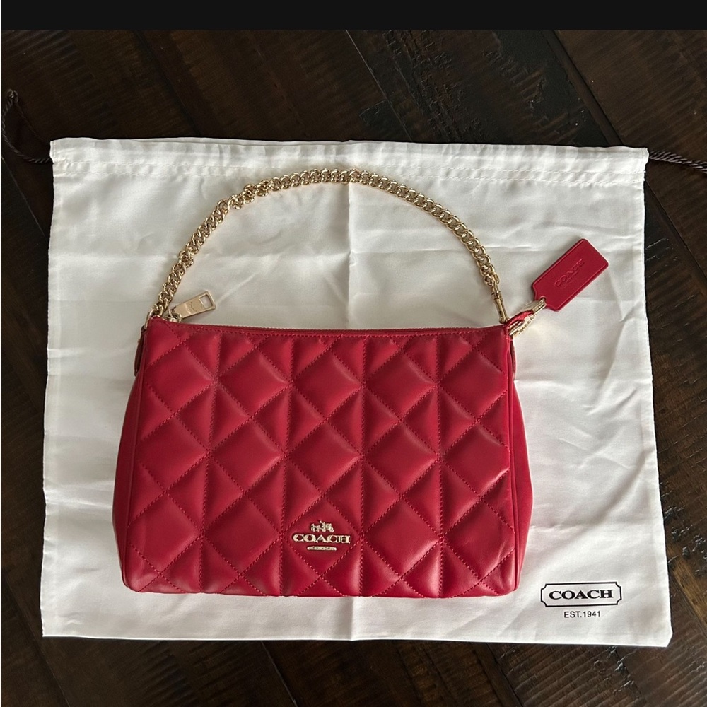 Authentic coach red leather bag like new ❤️ w/dust bag